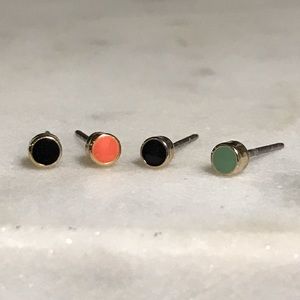 Tiny gold toned enamel studs